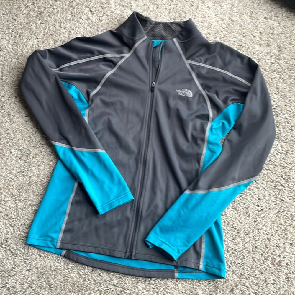 THE NORTH FACE Flight Series Gray & Aqua Athletic Zip-Up Jacket Women's Medium